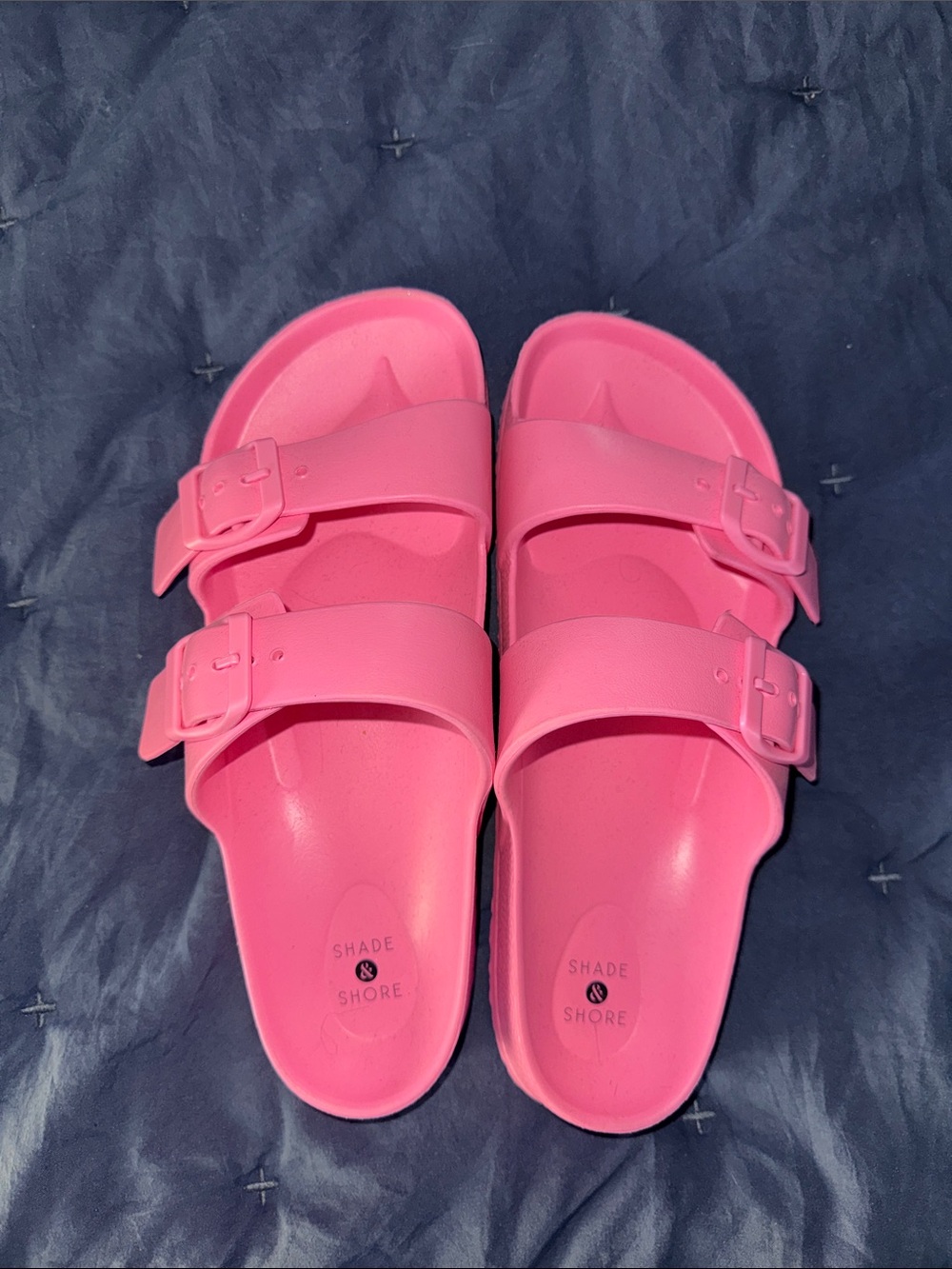 Shade & Shore Hot Pink Adjustable Double-Buckle Slides